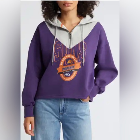 WEAR By Erin Andrews NBA Phoenix Suns 1/4 Zip Hoodie Jacket Oversizd W Size XS - Picture 2 of 8